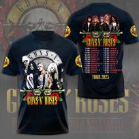 Guns N'Rose  Tour Rock Pop Street 3D Printed Men's T-shirt Shirt American Music Collector Epic Harajuku Top Men's Wear XL gray