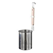 Stainless Steel Deep Fry Strainer Ladle with Basket Thick Mesh Double Hooks Non-Slip 12cm white