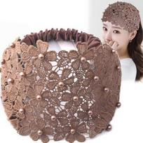 Elegantiškos karoliukų nėrinių galvos juostos moterims plaukų juostoms 1 pc chaki