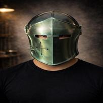 Medieval Barbuta Helmet Green Great Knight Armor Helm Barbuta Steel Replica for LARP, Reenactment, Cosplay Display. gray