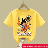 Dragon Ball Z Goku Kids T-Shirt, Anime Print Short Sleeve Tee, Perfect for Anime Fans Summer casual fashion cotton T-shirt 130 yellow