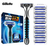 Gillette Vector 3 Plus Razor 3-blade system with 5-layer soft protective fins aloe vera lubrication strip and non-slip handle