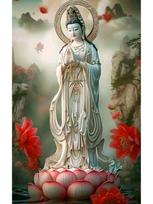 Spalvota Budos statula Guanyin Pasidaryk pats Siuvinėjimas Pilnas Kvadratinis/Apvalus Deimantas 5d Kryželiu Siuvinėjimas Mozaika Budistinė Koncepcija Lotosas Full Round 40x80CM