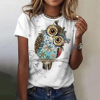 Auksinės Pelėdos Marškinėliai Gyvūnas 3D Spausdinimo Marškinėliai Moteriški Madingi Marškinėliai Harajuku Viršutiniai Drabužiai T-shirt Dovana Marškinėliai Grafiniai Per dideli Viršutiniai Drabužiai Moterims 8xl white