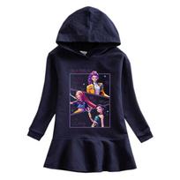 Girls Kpop Rumi Zoey Mira Hunters Rainbow Long Sleeves Hooded Dress 110cm black
