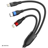 3MK Hyper Cable N-SERIES 3w1 USB-A to USB-C/MicroUSB/Lightning/ QC 3.0 1.2m black