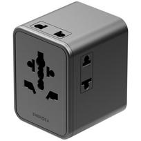Energea TravelWorld Adapter Mini GaN 45W PD 3xUSB-C/2xUSB-A gunmetal wall charger