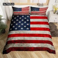 Amerikos vėliavos antklodės užvalkalas Retro JAV žvaigždės ir dryžiai patalynės komplektas vaikams, berniukams, paaugliams, vyrams, moterims Miegamojo dekoracija EU single(135x200cm) red