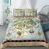 Neverland Map Duvet Cover Set King Queen Double Full Twin Single Bed Linen Set for Kids Adults 135x200cm gray