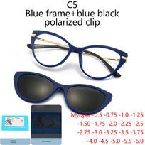Myopia TR Cat's Eye Multifunctional Polarized Plate Frame Magnetic Sunglasses Magnetic Attraction Clip Prescription 0 blue