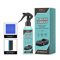 Automobilio plastiko atnaujinimo purškiklis 237ml Atnaujinti nublukusius apdailos elementus Grąžinti juodą spalvą Prietaisų skydelio ir išorės apdailos priežiūros rinkinys su kempine ir rankšluosčiu