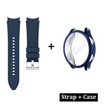 Dėklas+Apyrankė, skirta Samsung Galaxy Watch 4/5/6/7 40mm 44mm, minkštas TPU, visapusis ekrano apsaugas, buferis, silikoninė apyrankė for Watch 5 4 44 mm vidurnakčio mėlyna spalva