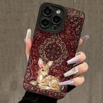 Vintage Floral Deer Phone Case For Samsung Galaxy S25 Ultra S24 S23 S22 S21 S20 Plus FE A15 A35 A54 A55 Soft Cover Galaxy A35 5G brown