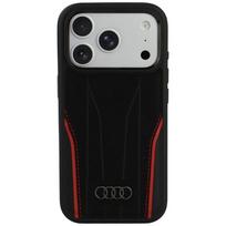 Audi R8 Genuine Leather MagSafe Case for iPhone 18 Pro / 17 Pro - Black and Red