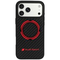 Audi RSQ Carbon Fiber Sport Red Circle MagSafe Case for iPhone 18 Pro Max / 17 Pro Max - Black