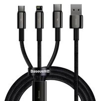 Baseus Tungsten 3in1 cable USB - USB Type C / Lightning / micro USB 3.5 A 1.5 m black (CAMLTWJ-01) - OUTLET