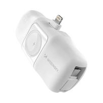 Wozinsky WF16-YLS 5000mAh 15W Lightning Mini Power Bank with Built-in USB-C Cable and Apple Watch Charger - White - OUTLET
