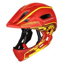 Wozinsky Kids' Full Face Bike Helmet with USB Rear Light S - Red and Yellow - OUTLET
