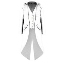Steampunk Vintažinis Švarkas Vyrams Su Elegantiškomis Ilgomis Rankovėmis Ir V Formos Kaklu 3XL balta