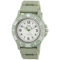 Citizen QQ Analog Solar Watch 10 ATM Water Resistant Urethane Belt E02A-005VK Mens Green beige