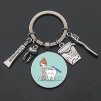 2026 new dentist dental glass keychain dental assistant gift dental care keychain. gray