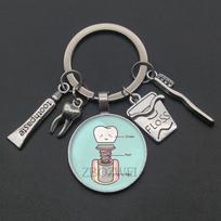 2026 new dentist dental glass keychain dental assistant gift dental care keychain. gray