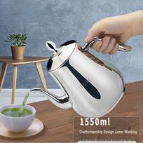 Large Capacity European Style 304 Stainless Steel Teapot and Coffee Pot for Home or Office white
