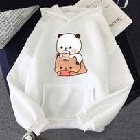 Bubu and Dudu Hoodie Women Aesthetic Graphic Funny Kawaii Bubble Tea Hoodies Unisex Anime Harajuku Vintage Pullovers Sweatshirts XXXL white