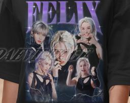 Limited Felix Kpop Tshirt Vintage Unisex Shirt, Felix Retro Graphic Shirt, Felix Kpop Bootleg Shirt, Felix Fan Tees, Kpop Gift, Kpop Shirt 140 gray
