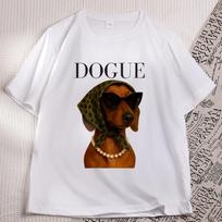 Juokingi taksų šunų marškinėliai moterims Sassy Weiner šunų mamai Marškinėliai Laisvalaikio apvaliu kaklu Spausdinti taksų marškinėliai Streetwear S balta