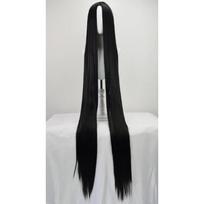 150cm perukas Ypač ilgas juodai baltas cosplay perukas su sklastymu per vidurį anime 60 colių perukas juoda