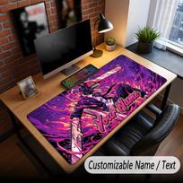 Custom Name Extended Mouse Pad,Chainsaw Man Gaming Desk Mat For Home Office Desktop Decor 30cmx60cm purple