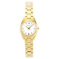 Bulova Surveyor Gold Tone Stainless Steel White Dial Quartz 97L190 Women's Watch balta