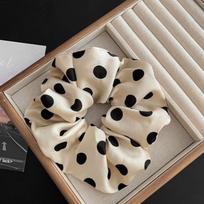2 Pcs Black White Polka Dot Satin Hair Scrunchies Soft Smooth No Hair Damage For Daily Wear Parties And Travel 2pcs balta