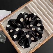 2 Pcs Black White Polka Dot Satin Hair Scrunchies Soft Smooth No Hair Damage For Daily Wear Parties And Travel 2pcs juoda