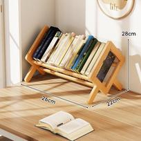 Wooden Book Stand Desk Reading Shelf Organizer Simple Modern Vertical Holder Study Dorm Window Sill Natural Wood 26cm Height Stable Bamboo Book Stand brown