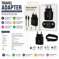 25W Super Greito Įkrovimo Kelioninis Adapteris | USB Type-C į Type-C Kabelis | PD ir PPS | 100-240V | Universalus | Samsung Suderinamas ir visi kiti įrenginiai