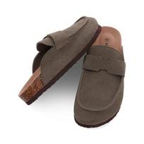 Fashion Smile PoP Cork Suede Clogs Slippers For Women Men Clogs Shoes Classic Cork Antislip Outdoor Slippers With Arch Support Mules 39 gray