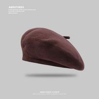 Beret Hat Women Japanese British Versatile Painter Hat Literary Retro Octagonal Hat Solid Color Simple Casual Bere Hat M（56-58cm） brown
