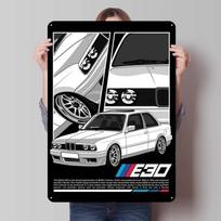 BMW Ženklas Klasikinių Automobilių Plakatas Retro Metalinė Skardinė Lenta Plokštelė Garažo Sienų Meno Dekoravimui Kavinės Baras Vintažiniai Namų Dekoro Elementai Kambarys 15.7x11.8In(40x30cm)