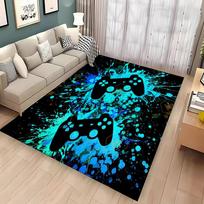 Cartoon Gamer Gamepad Rug Non-Slip Floor Mat for Kids Bedroom Living Room Sofa Kitchen Decor 70x100cm (28x39in) blue