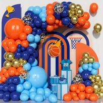 Blue & Orange Basketball Balloon Garland Set for Kids' Birthday Party blue