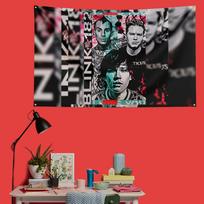 Blink 182 Pop Punk Flag 3x5 Ft 90x150cm Polyester Decorative Banner Tapestry For Music Fans Bedroom Wall Decoration 74x94cm(29x37in)