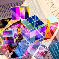 Mini K9 Optical Crystal Prism Cube Clear Glass for Light Spectrum Physics Teaching Photography Prop Art Decor one size purple