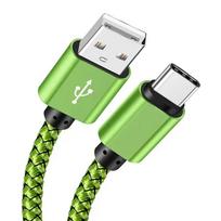 USB A to Type C Charging Cable 2A Fast Charger Nylon Data Cable 1M 2M 3M For Iphone Android Huawei Samsung TypeC Charging Device 1m žalia