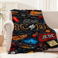 Rock Band A-AC D-DC Back In Black Blanket Plush Nap Sofa rug for Living Room Warm Office Bedroom Birthday Home Travel Kid Gifts 30x40in black