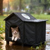 Outdoor Cat House Pet Waterproof Weatherproof Protection Warm Windproof Feral Shelter for gray