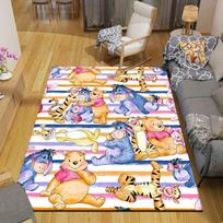 1 vnt. Mikės Pūkuotuko kilimas, neslystantis grindų kilimėlis, animacinio personažo dizainas, minkštas aksomas, kambario dekoras, skalbiamas 80cm by 120cm white