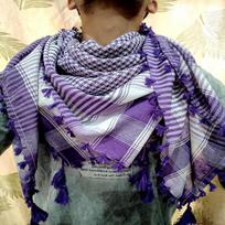Palestine Shemagh Keffiyeh Khufiya Traditional Purple Arabic Scarf with Tassels gray