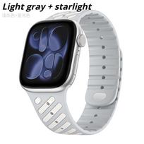 Silicone Strap For Apple Watch Ultra 3 2 1 49mm Magnetic Watchband for Iwatch Series 11 10 9 8 7 6 5 4 SE3 46mm 45mm 44mm42mm Mens Bracelet Series11/10 46mm pilka